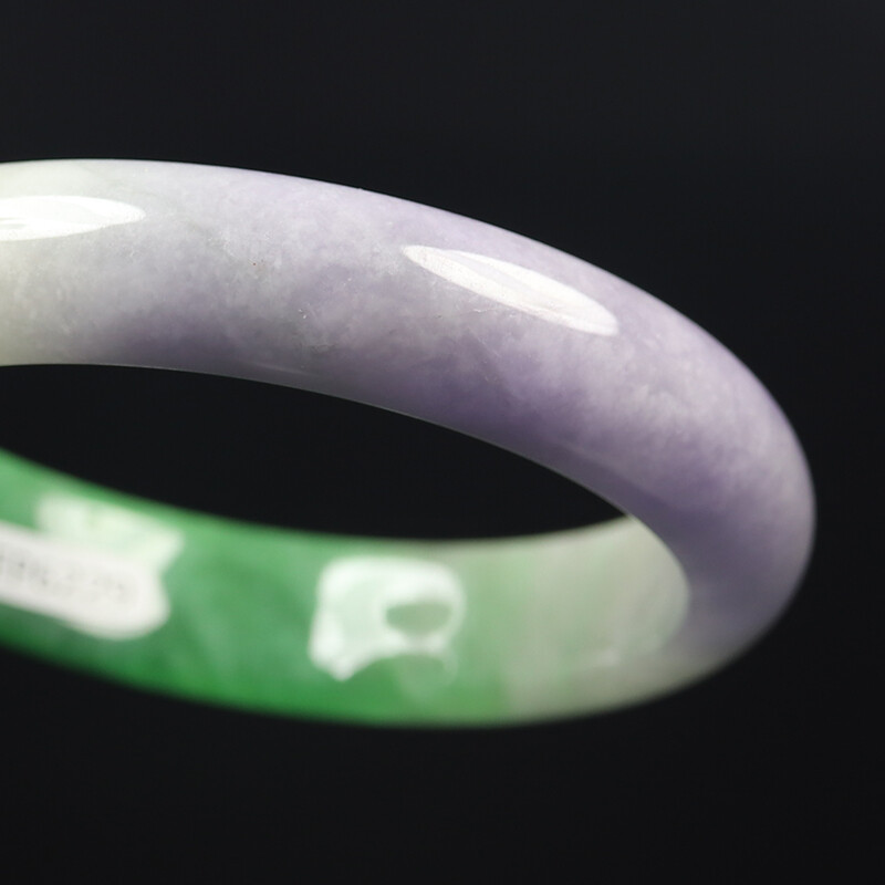 59mm Lavender Purple Green Jadeite Jade Bangle Bracelet Burma Jadeite 12511