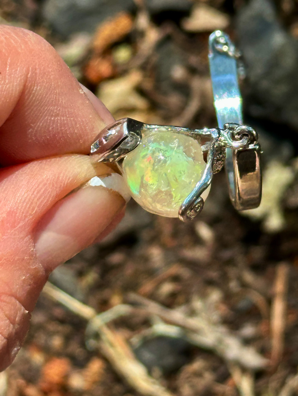 Vintage HUGE Seven Carat Opal Cuff Bracelet