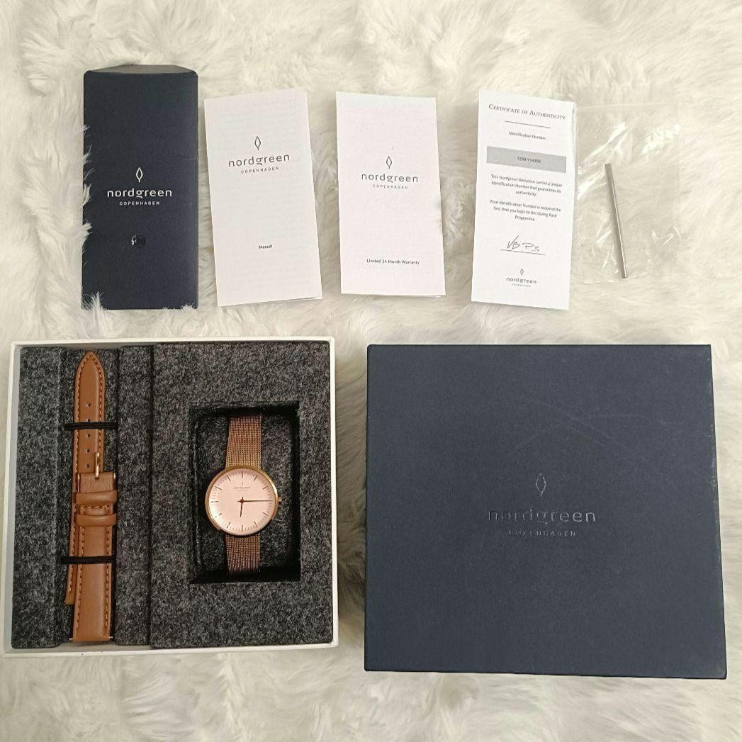 Nordgreen Infinity Watch Rose Gold 32mm Quartz Leather Band Authentic