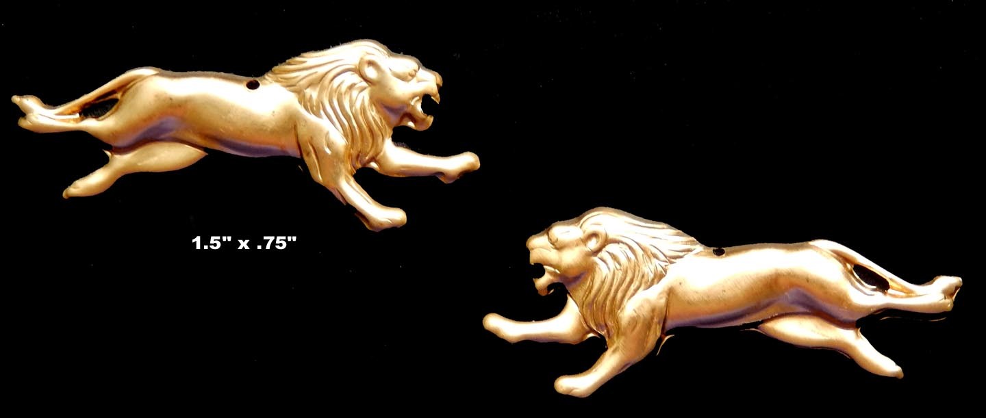 African Lions / Raw Brass Stampings/ XL (1 Pc.) or Small Pair Mirror Image