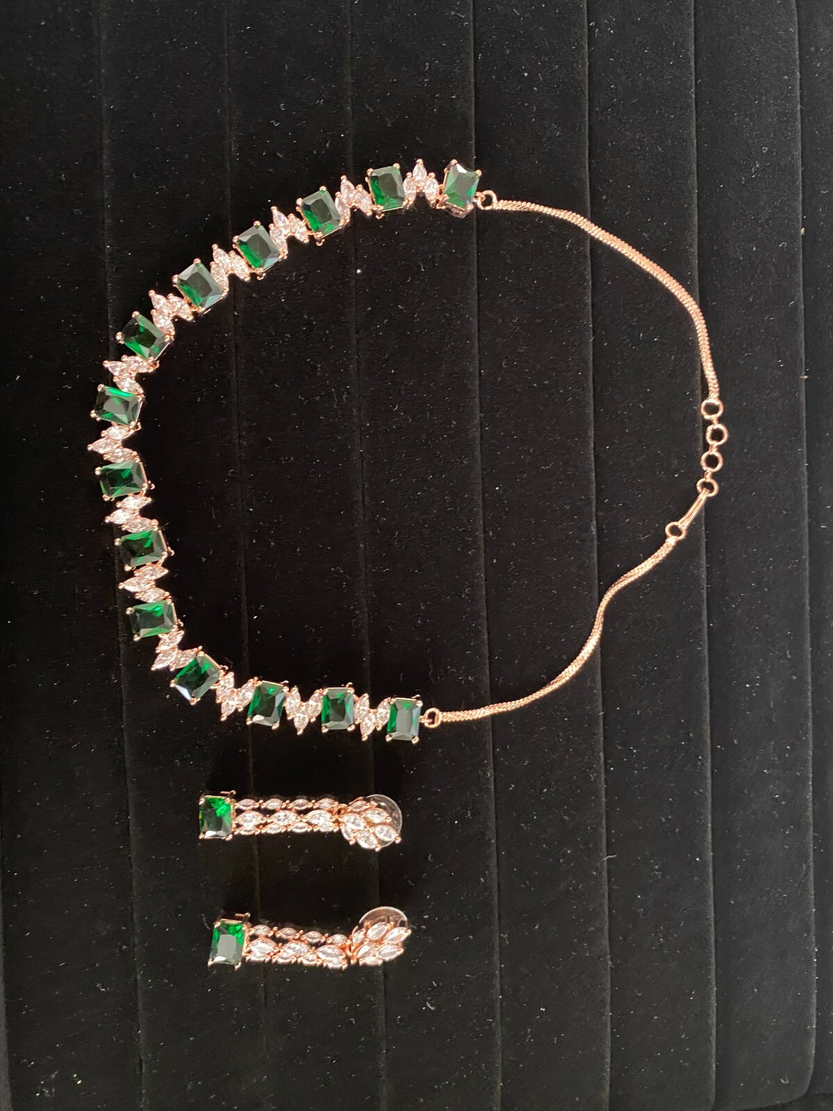 Emerald Necklace set A D Jewelry Rose Gold Bridesmaid Jewelry Gift C Z Jewelry