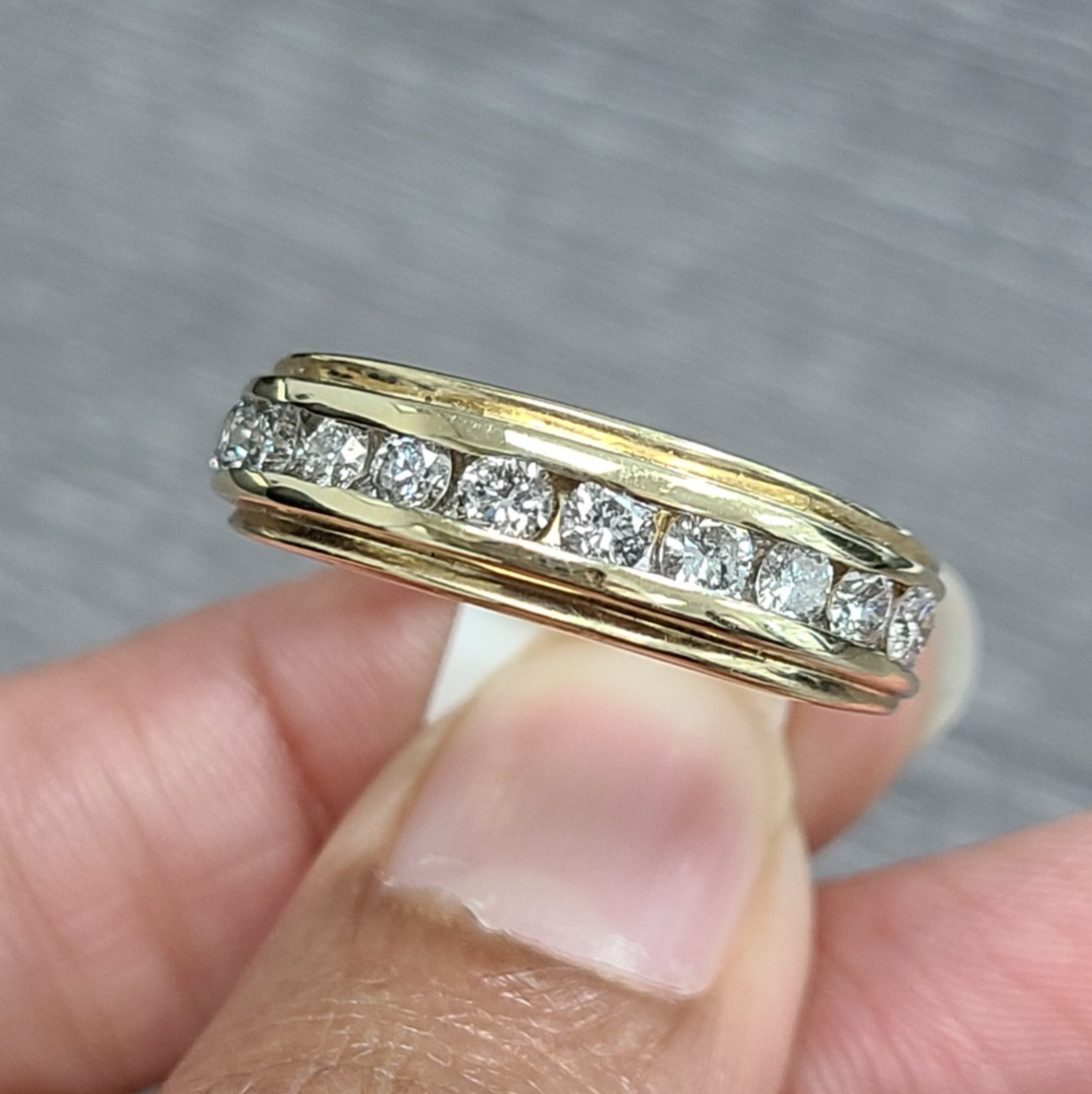 DEAL! 1.00CT 100% NATURAL ROUND DIAMOND MEN’S WEDDING BAND RING 14KT GOLD 6.40MM