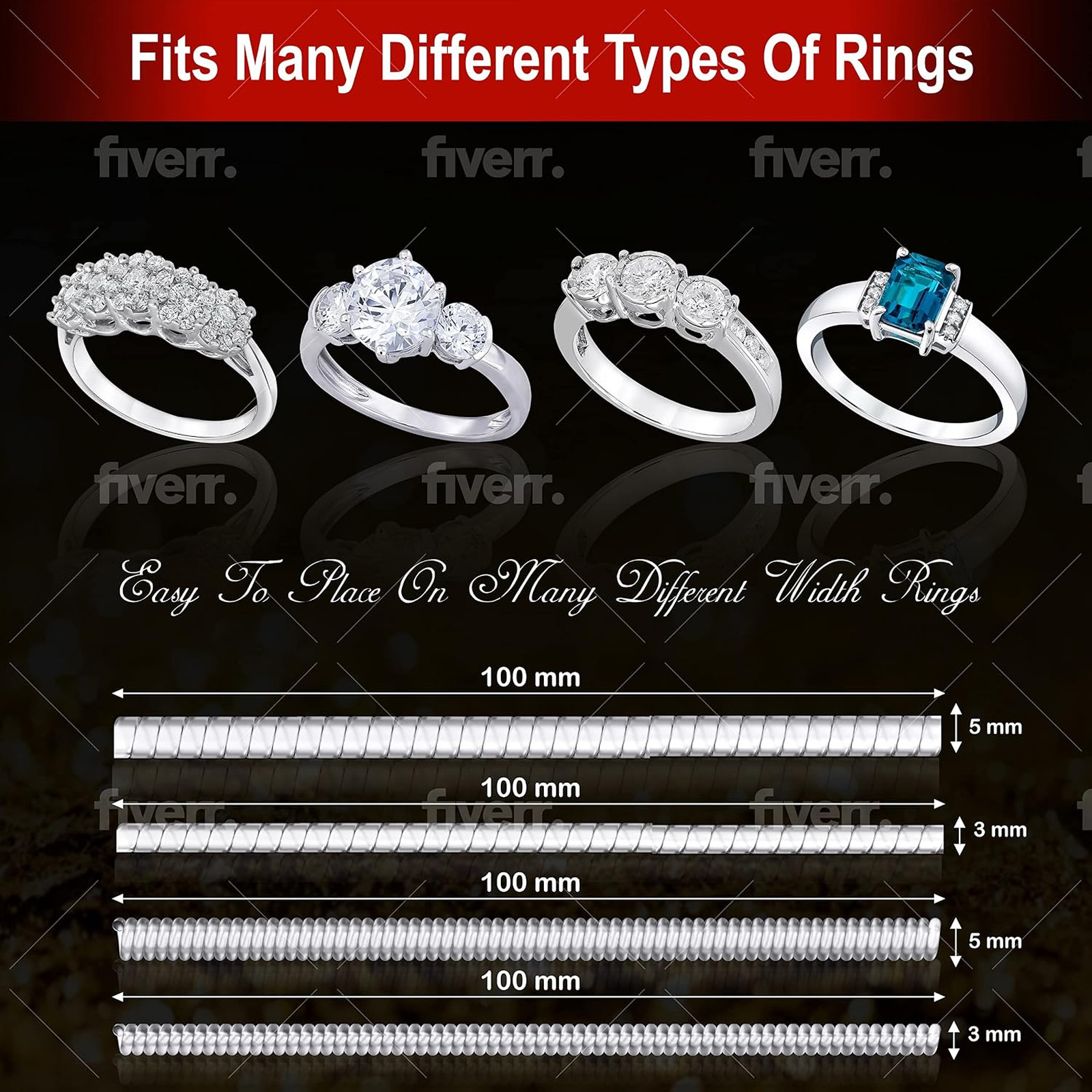 Ring Sizer Adjuster Silicone 4 Sizes for Loose Rings Fit Women Men 20 Pack