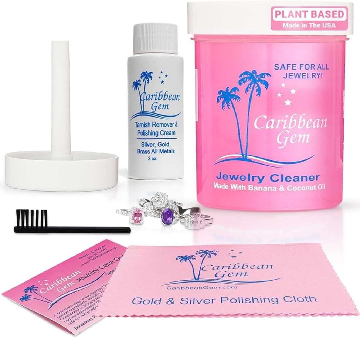 Luxury All-Purpose Jewelry Cleaner Kit – 8oz Natural Solution & Polishing Cream