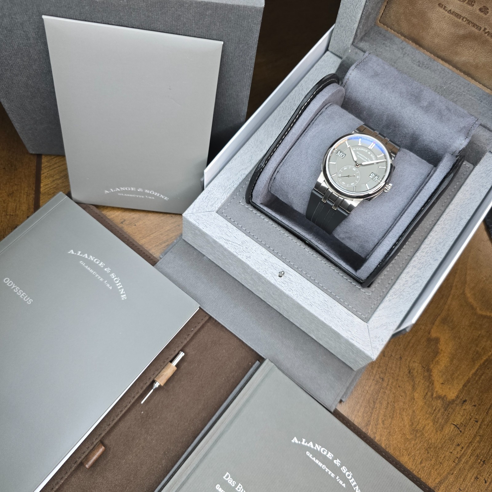 A. LANGE & SOHNE ODYSSEUS 40.5MM 363.068 18K WHITE GOLD GREY DIAL B&P