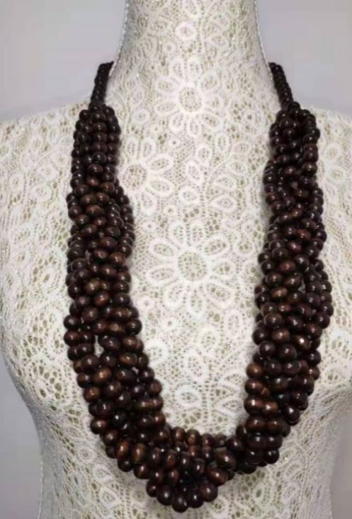 Wooden Bead Necklace Statement Boho Beaded Necklace N484