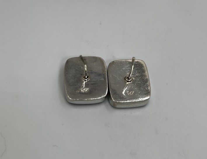 Vintage Blue White Silver Floral Earrings Jewelry No Backings