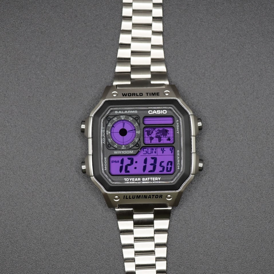 Ultraviolet | CASIO AE-1200WHD Royale w/ Stainless Steel Watch Band | Mod 🟪