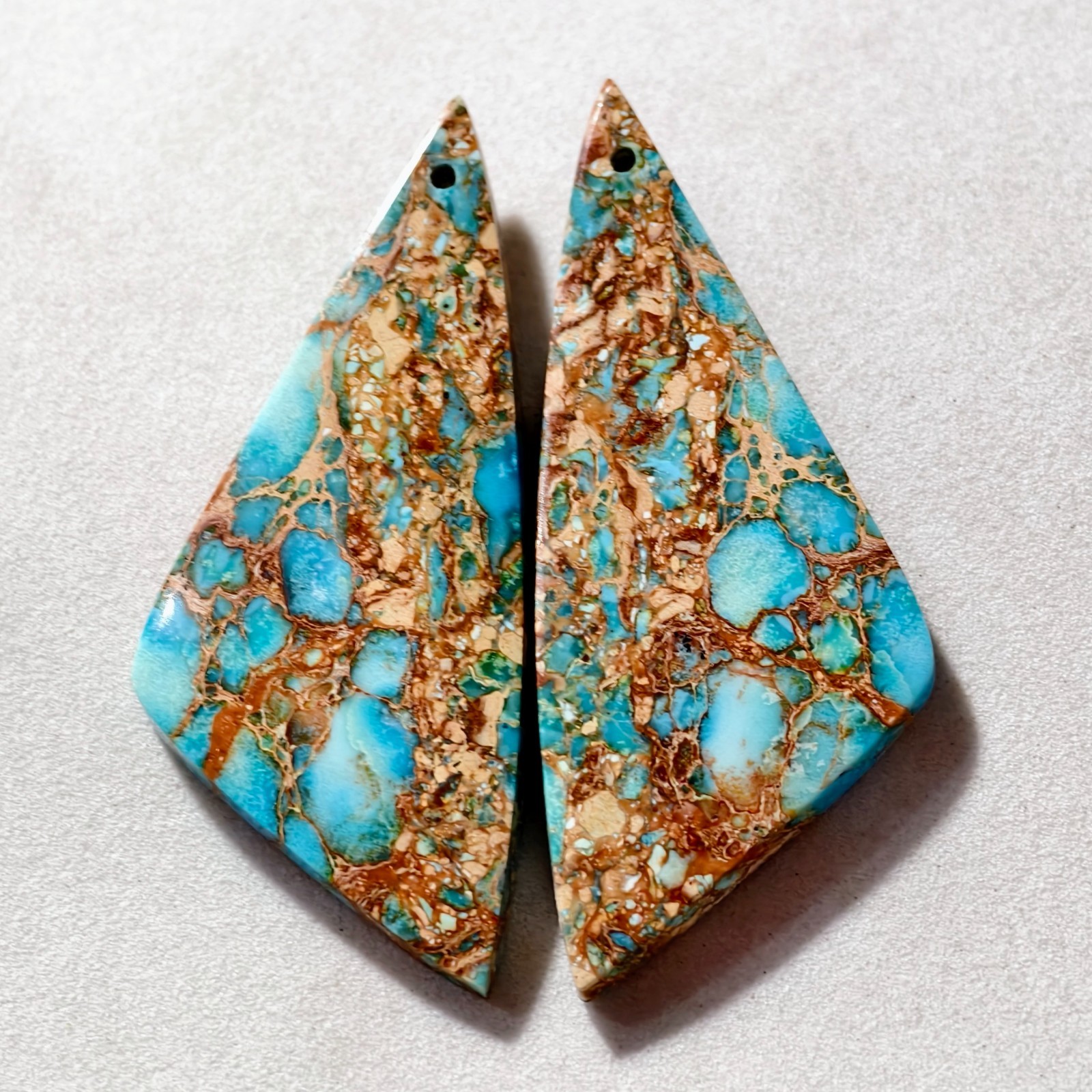 51 Cts Sea Sediment Jasper Drilled Match Pair Cabochon Gemstone 49.1 X 20.6 MM