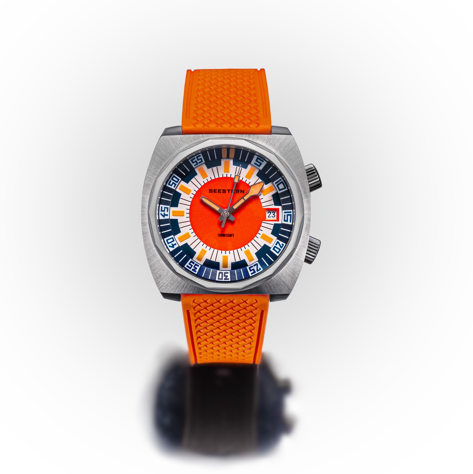 Seestern S471.01.O 38MM LUME Internal Bezel 100m DIVER’S Mens Sport Watch ORANGE