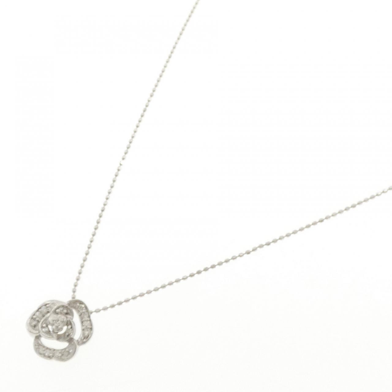 Authentic K18WG Rose Diamond Necklace 0.11CT #230-000-645-3960