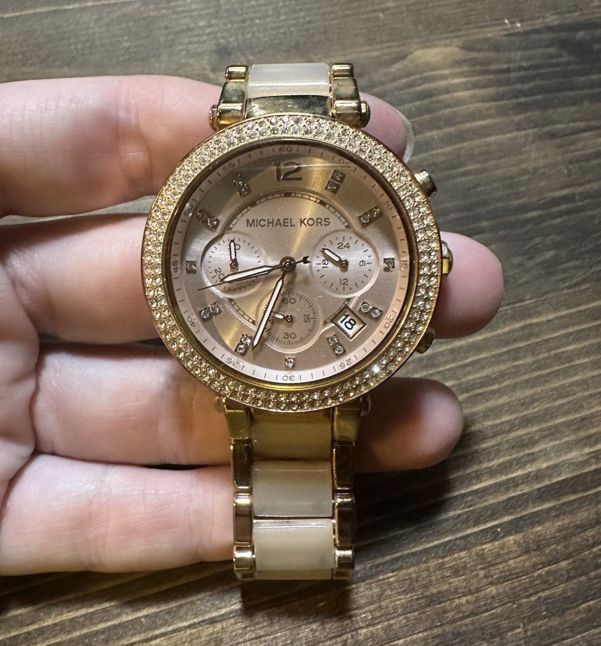 Michael Kors Parker Womens Rose Gold Dial Chronograph Date Quartz 50m 39mm-