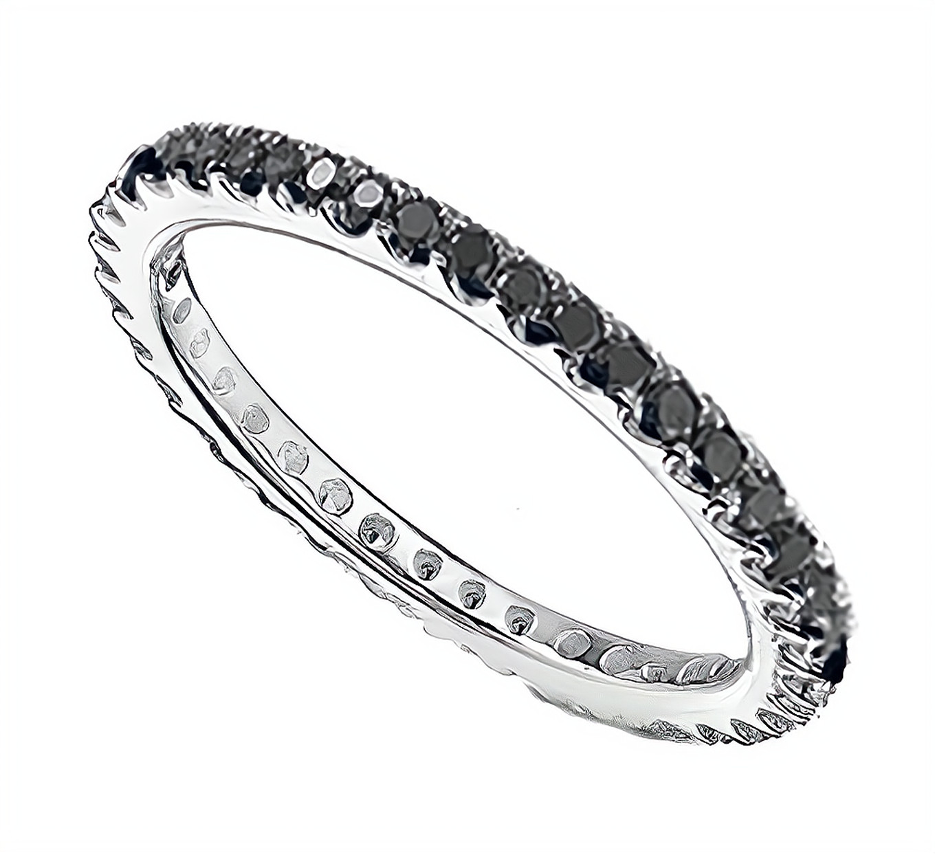 1pc Women Sterling Silver Ring Thin Eternity Band CZ Red Pink Blue Black Green