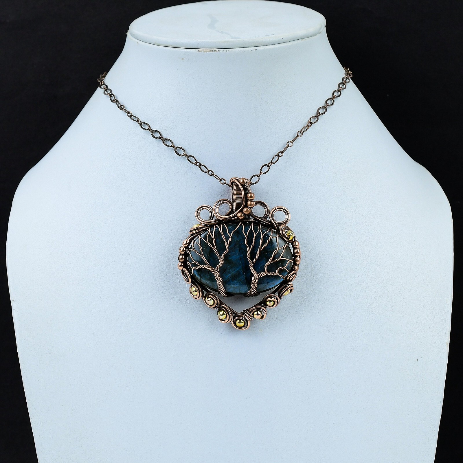 Tree Of Life Labradorite Pendant Gemstone Jewelry Copper Wire Wrapped Pendant