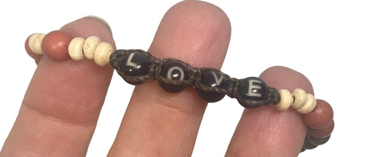 NWT Love is Project bracelet Handmade Artisan Blue Green Beige Beads adjustable