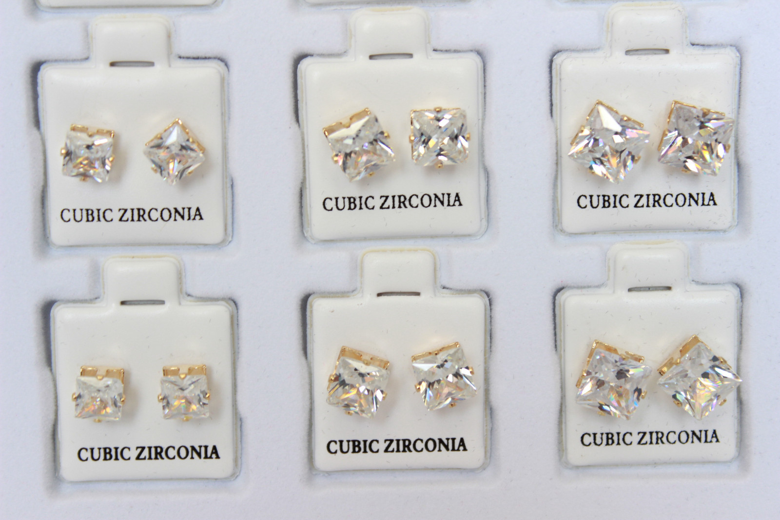 Wholesale Lot 36pcs Cubic Zirconia CZ Earrings Wedding Square Stud GOLD Jewelry
