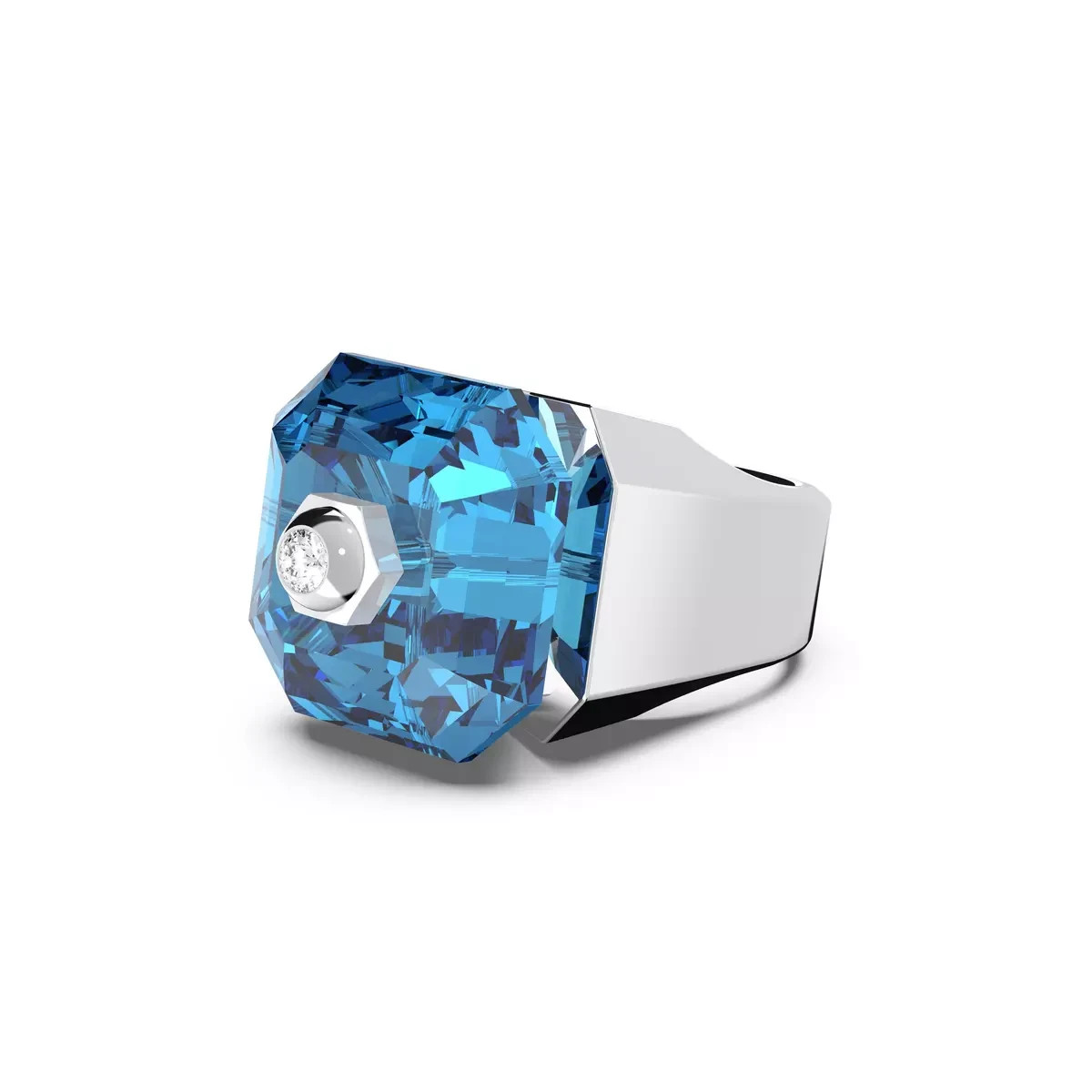 BNIB SWAROVSKI Numina Cocktail Ring Aqua /RHS Size 50 & Bag £195.00