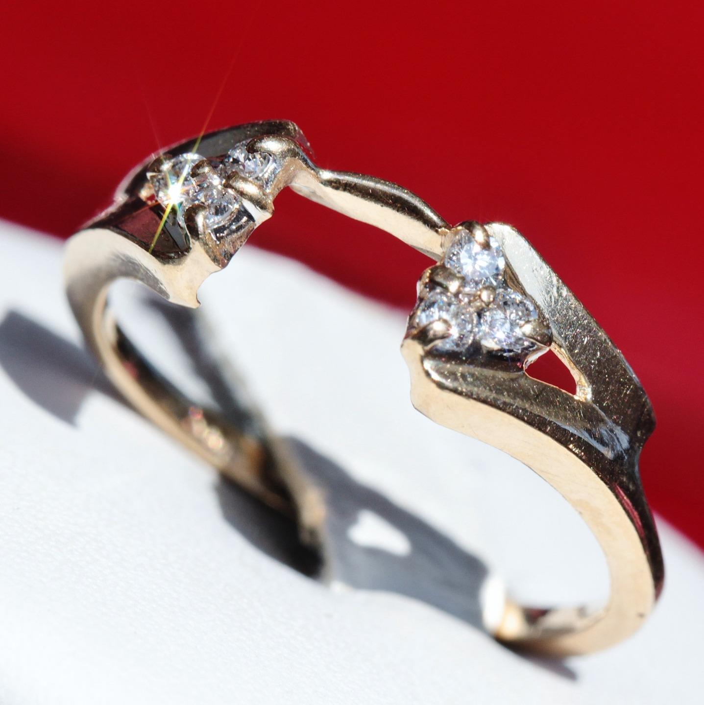 14k yellow gold ring enhancer 0.12c natural diamond size 6 solitaire wrap 1.95gr