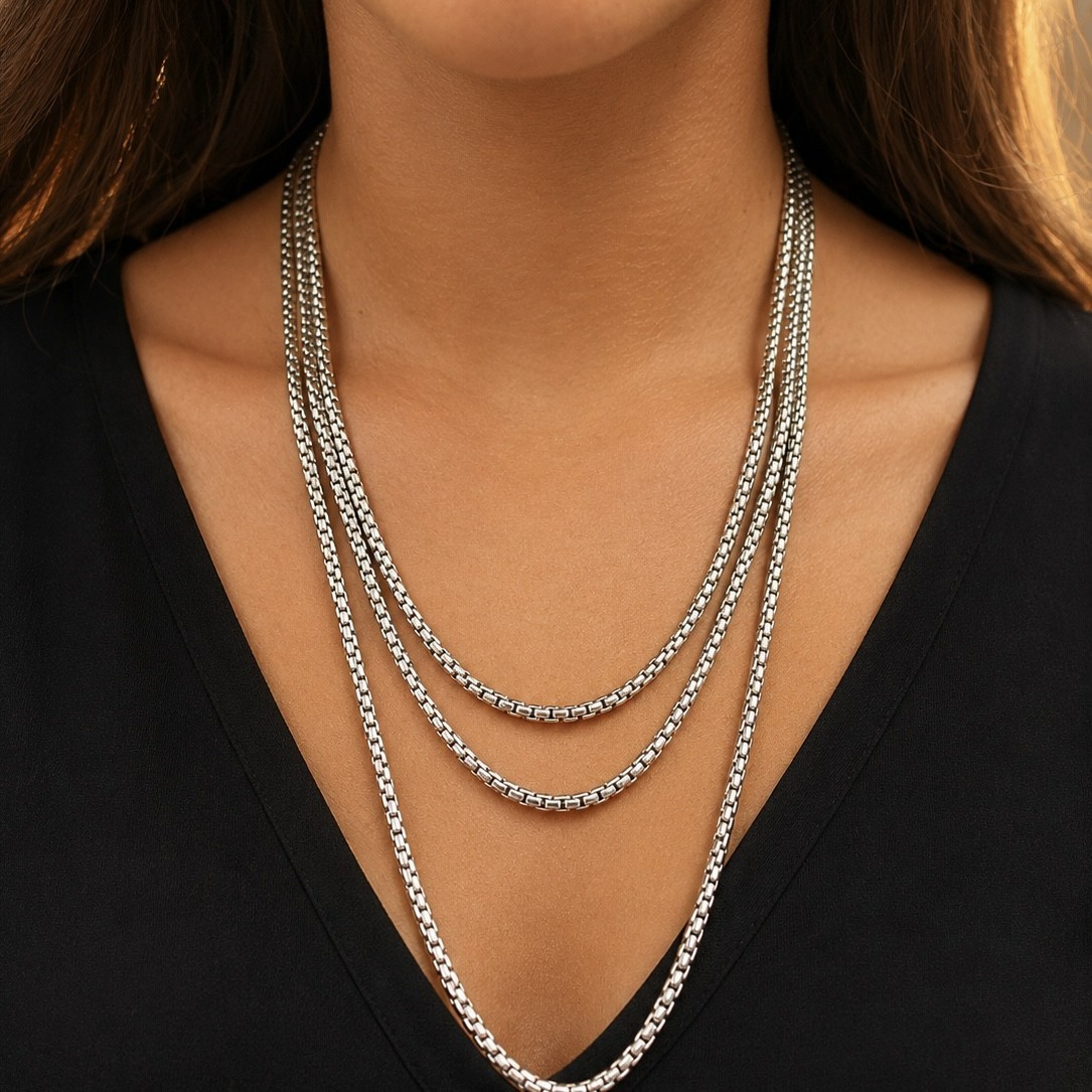 DAVID YURMAN 3.6 MM 72 INCH BOX CHAIN NECKLACE STERLING SILVER