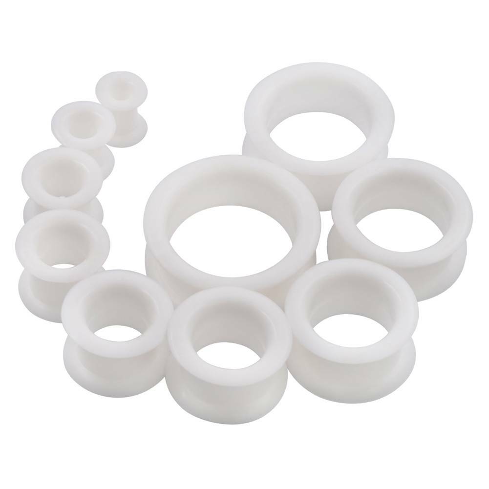 2Pcs Thick Silicone Ear Skins Flesh Tunnels Double Flared Hollow Ear Gauge Plugs