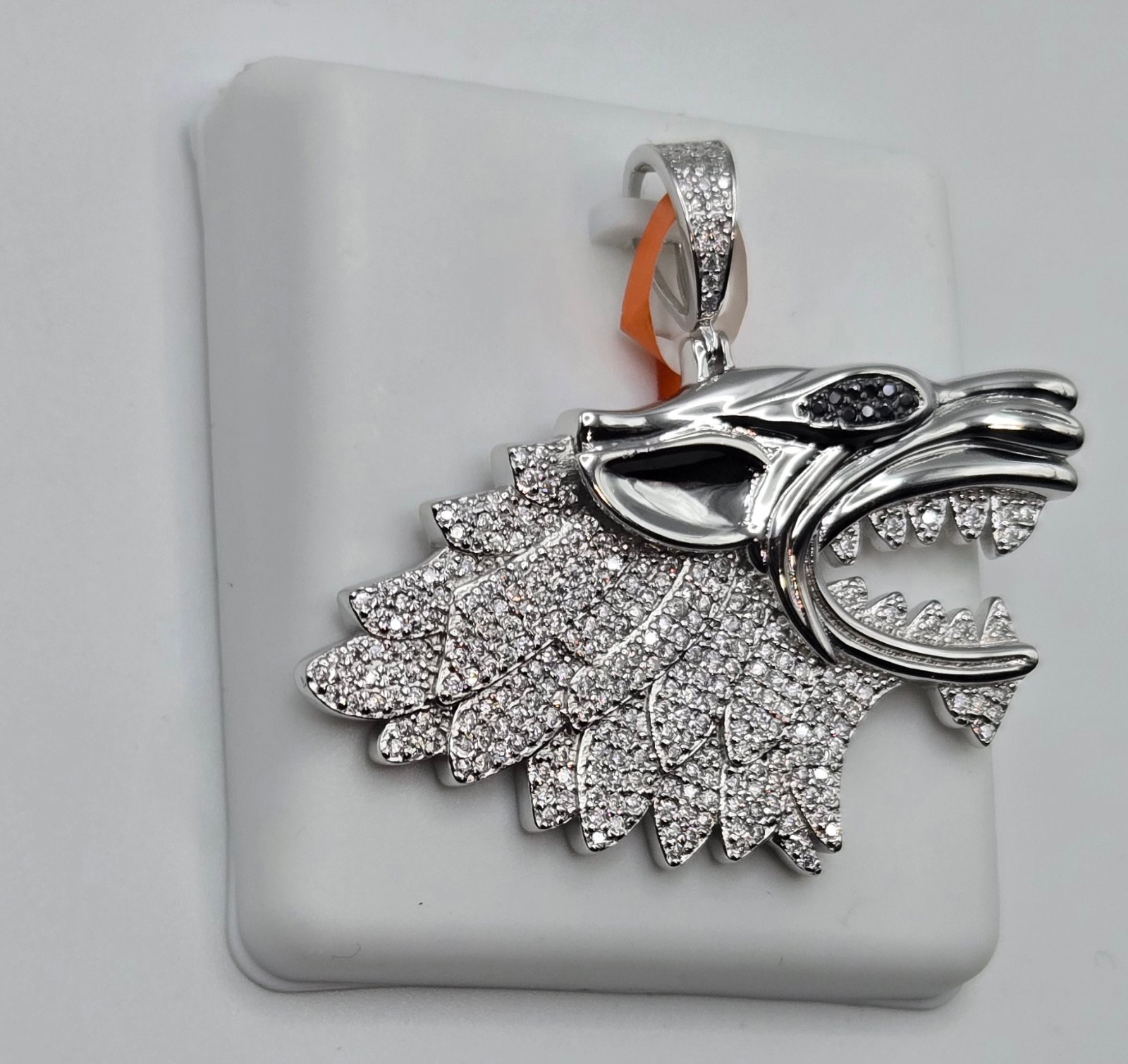 NEW Solid 925 Sterling Silver 2.5ctw real MOISSANITE Wolf Pendant – USA