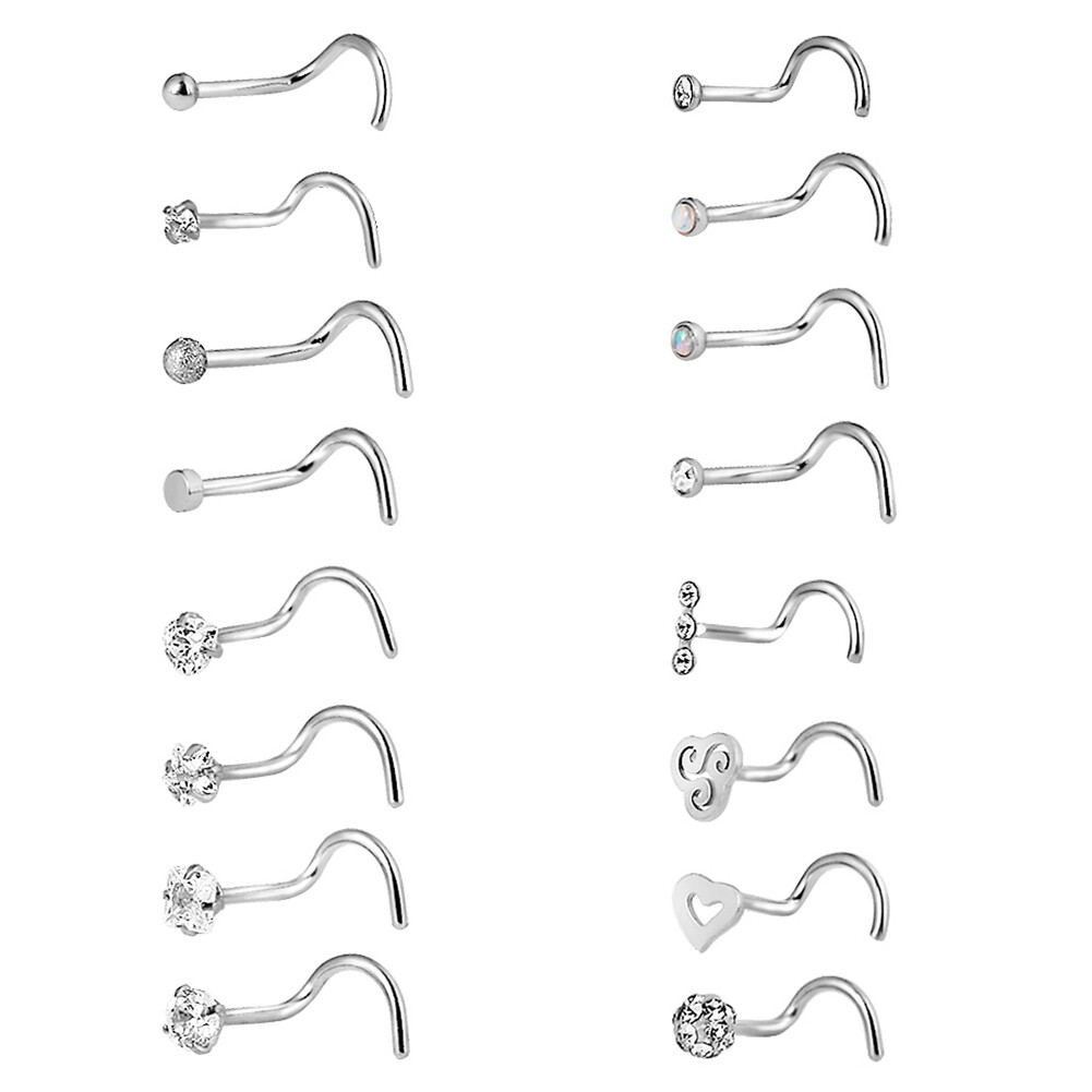 2-32PCS Surgical Steel Nose Rings Hoop Studs Cartilage Earring Body Piercing 20G