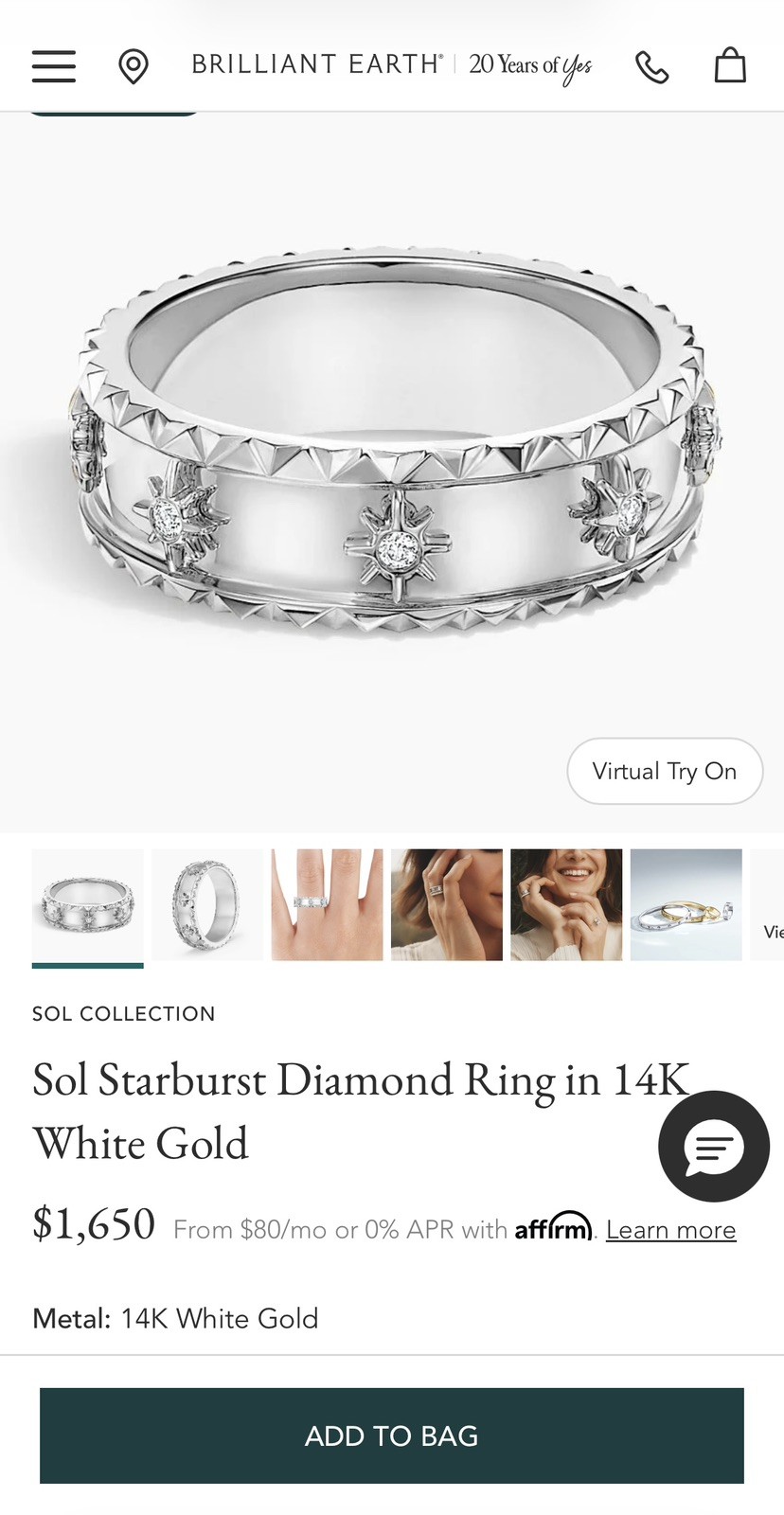 Brilliant Earth Sol Starburst Ring — White Gold