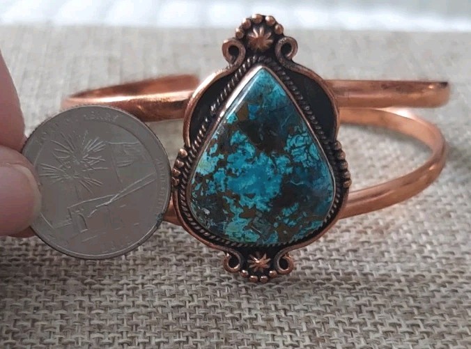New Copper & Natural Shattuckite Cuff Bracelet