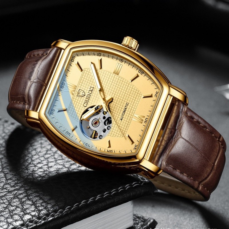 Men’s Automatic Mechanical Watch Classic business Self-winding Barrel-shap Gift