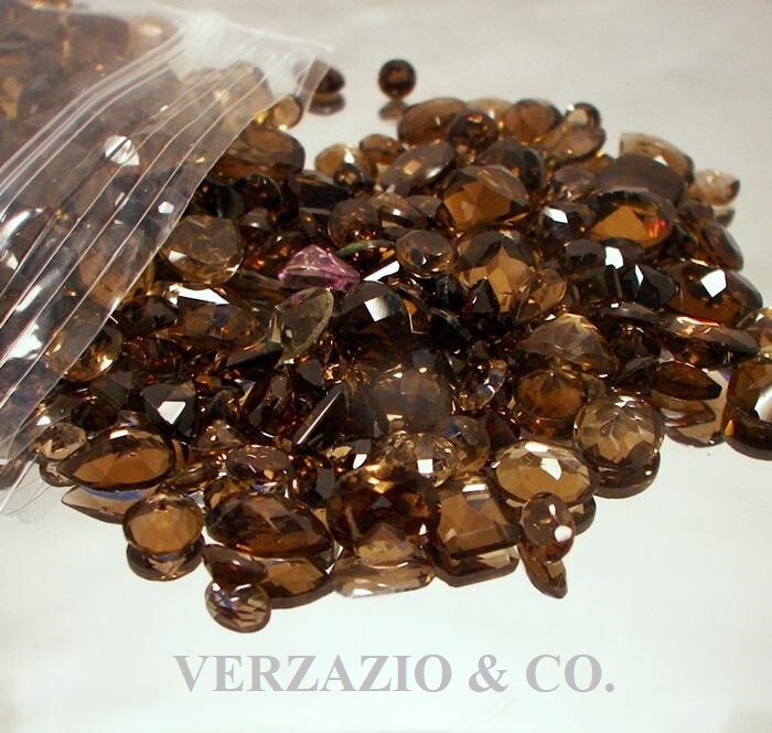 25+ CARAT SMOKY CHAMPAGNE QUARTZ LOOSE GEM WHOLESALE MIXED GEMSTONE MIX GEM LOT