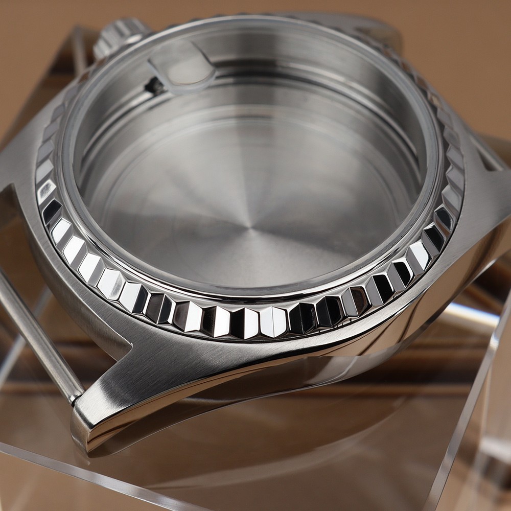 38.5mm NH34 Watch Case with Fluted Bezel Date 316L Steel For Seiko NH34 35 36 38