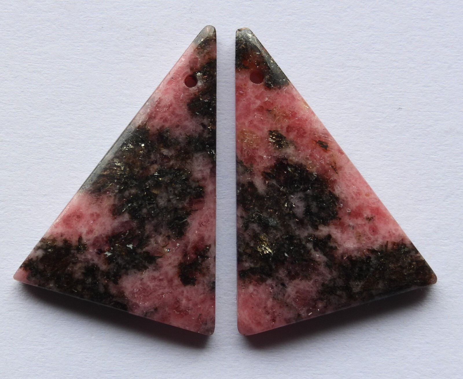 40.85 Ct Natural Rhodonite (29mm X 20mm each) Cabochon Drilled Match Pair