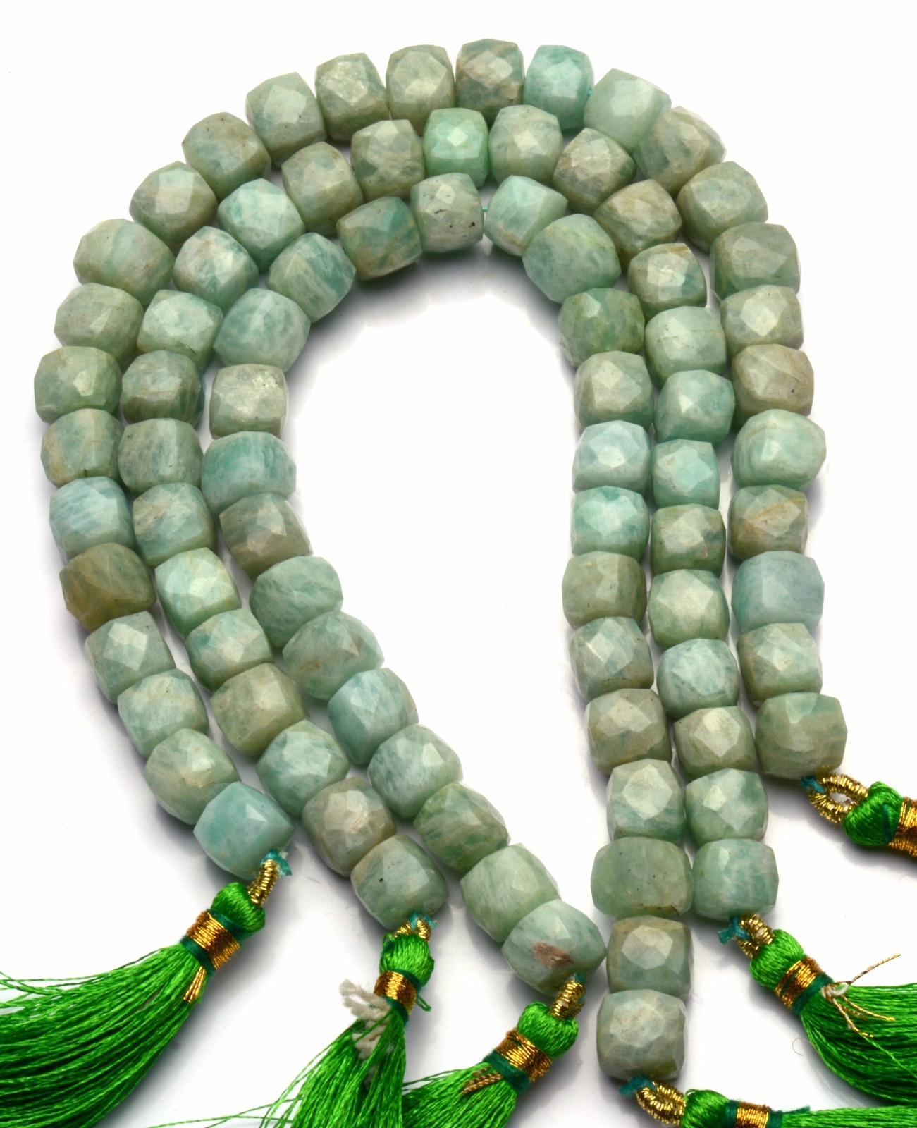 Natural Gemstone Amazonite 8MM Approx. Faceted Cube Beads Strand 8.5″