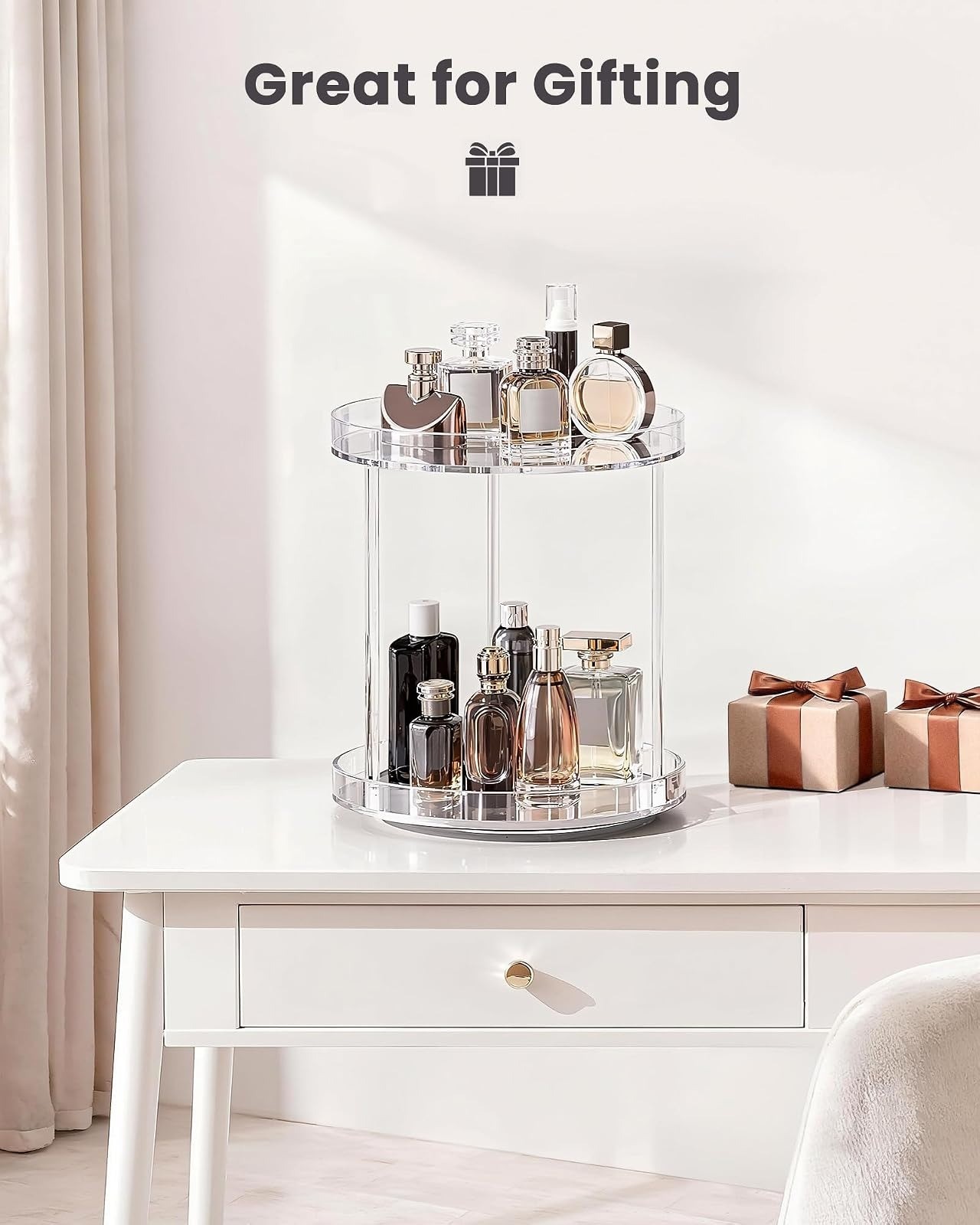 Lolalet 360° Rotating Acrylic Perfume Organizer – 2 Tier Display Rack