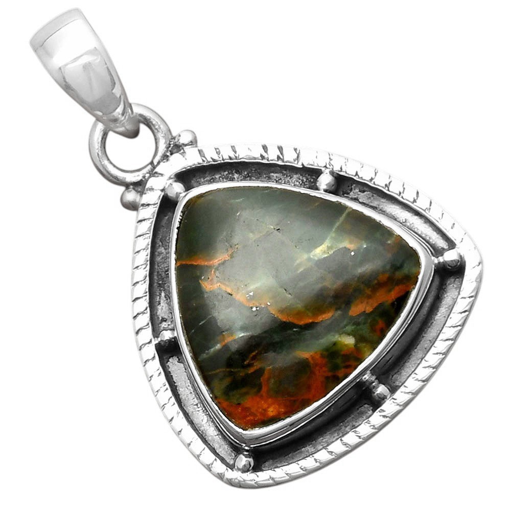 Natural Turkish Rainforest Chrysocolla 925 Silver Pendant Jewelry P-1495