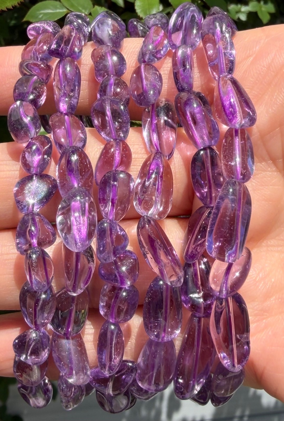 Wholesale 6 Pcs ~7mm Amethyst Natural Crystal Tumble Stretch Bracelet 7.5”