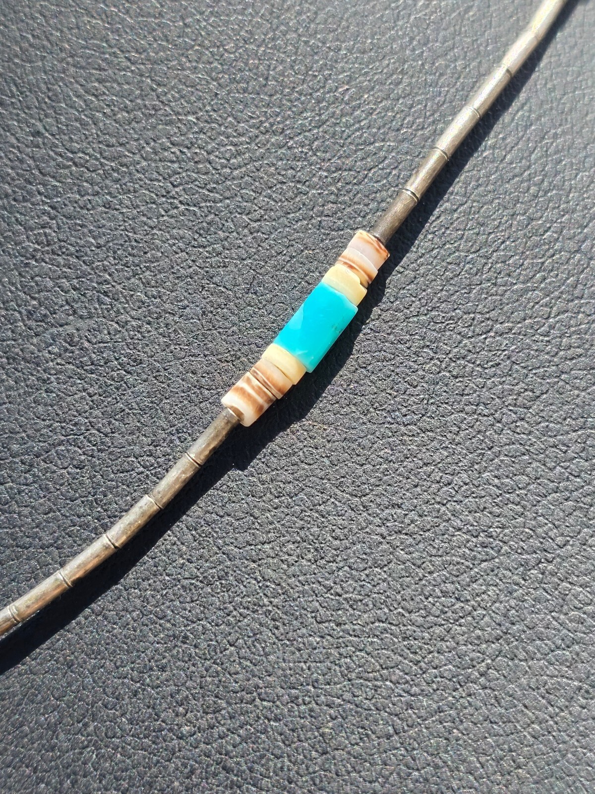 Vintage Native American Southwest Liquid Silver Turquoise Heishi Choker Necklace