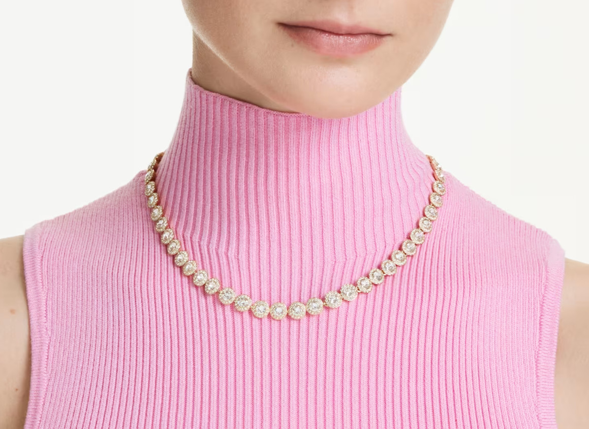 Swarovski Una Angelic Halo Crystal Necklace Gold Free Ship