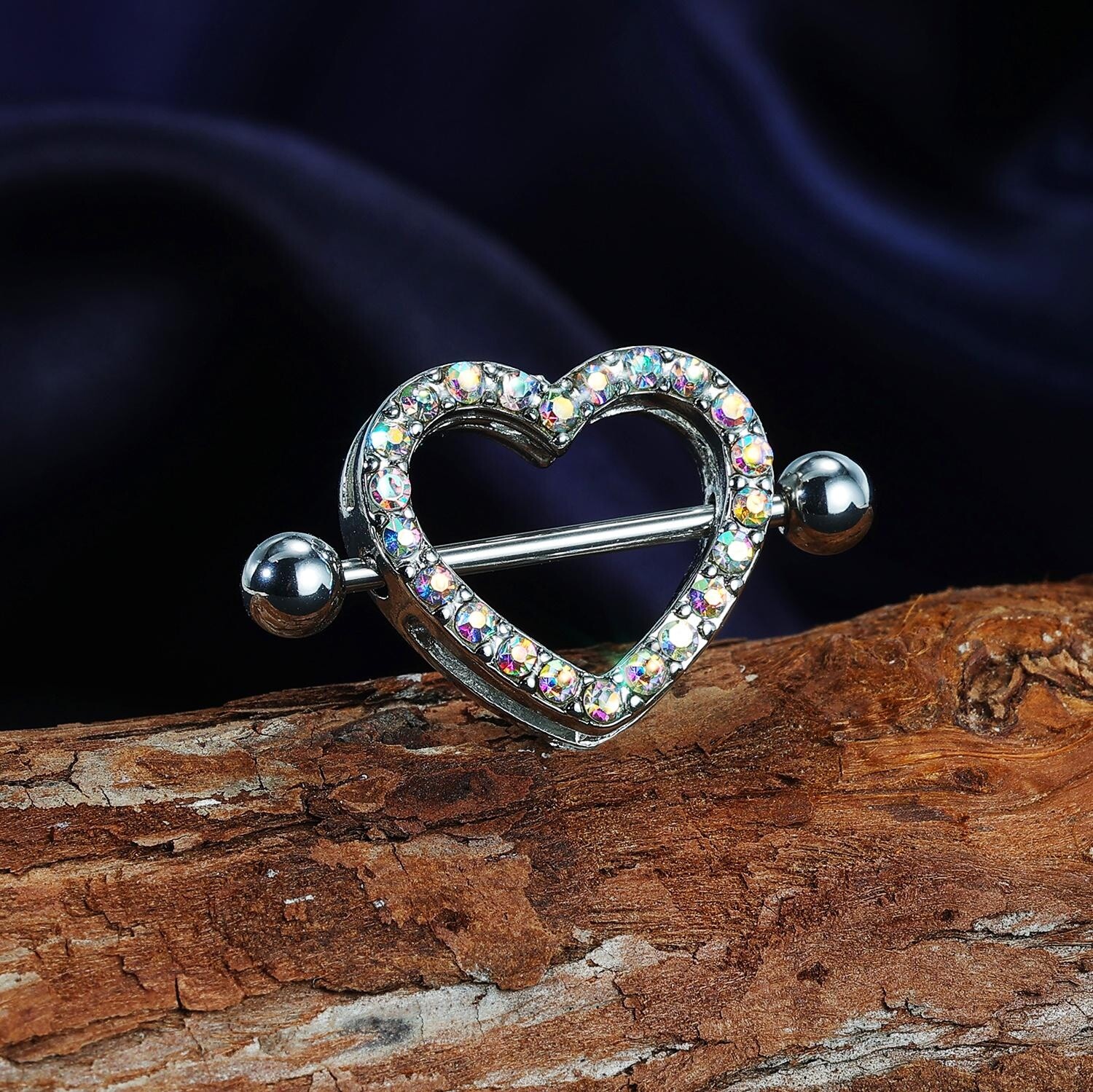 1 Pc 14G Stainless Steel Nipple Rings CZ Crystal Nipple Shield Piercing Jewelry