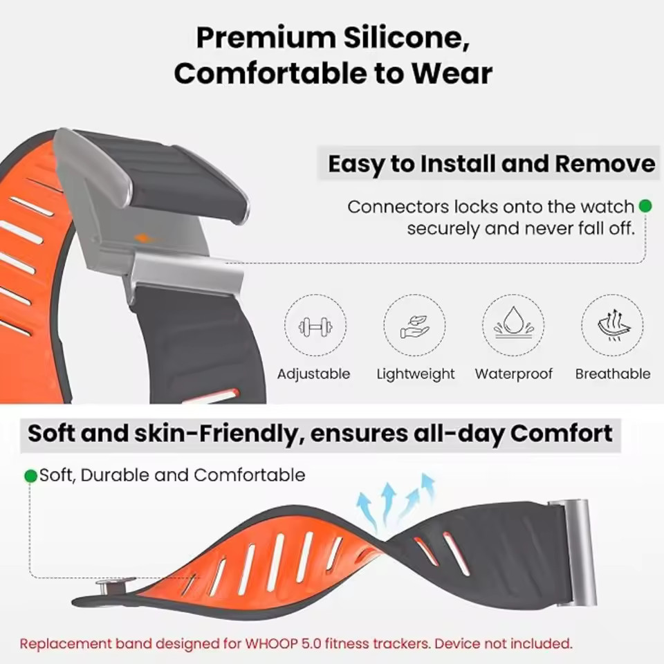 Soft Silicone Sports Adjustable Bracelet Band For Whoop 4.0/5.0/ONE/PEAK/LIFE/MG