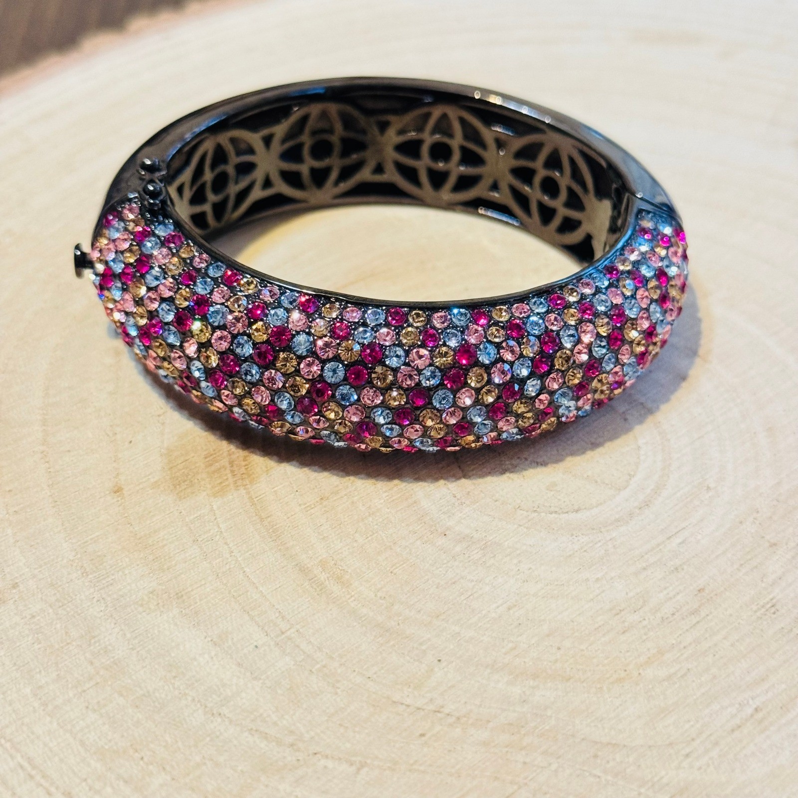 Joan Boyce Pave B Bangle Bracelet Crystal jeweled colorful pastels Statement