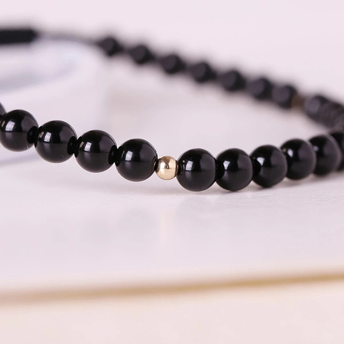 Natural Obsidian Bracelet 4mm Black Crystal Healing Protection Unisex Bracelet