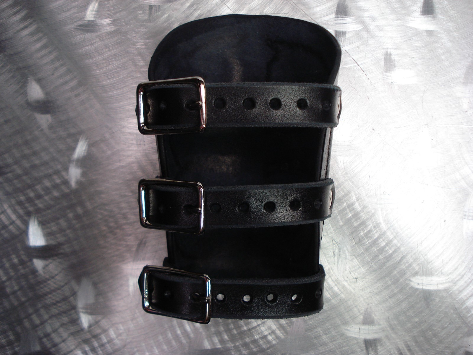BLACK CARVED SATANIC LEATHER GAUNTLET. HEAVY METAL (MDLG0328)…..KING DIAMOND