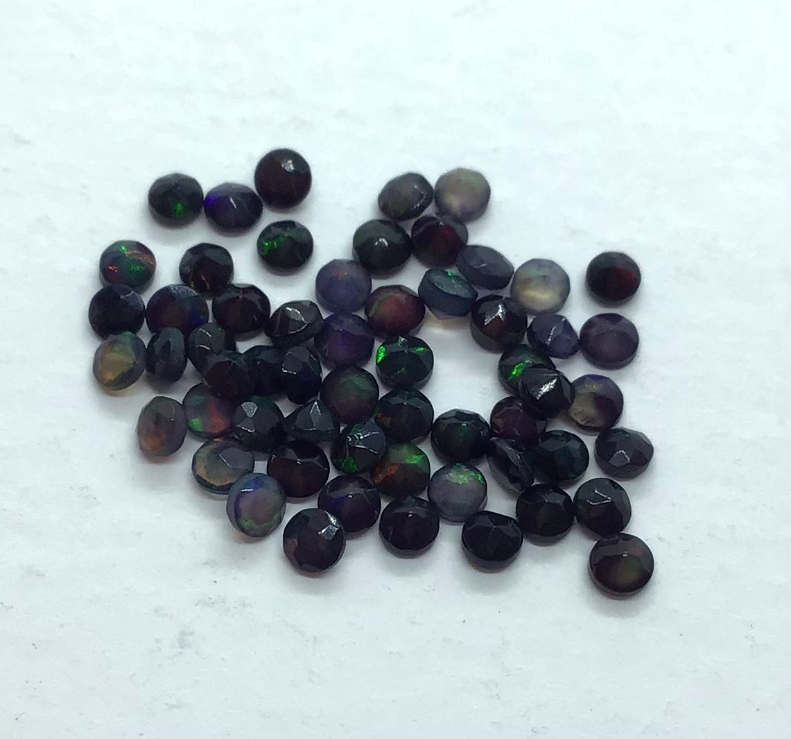 Black Fire Opal AAA Natural Ethiopian Round Cut Loose Gemstone For All Jewelry