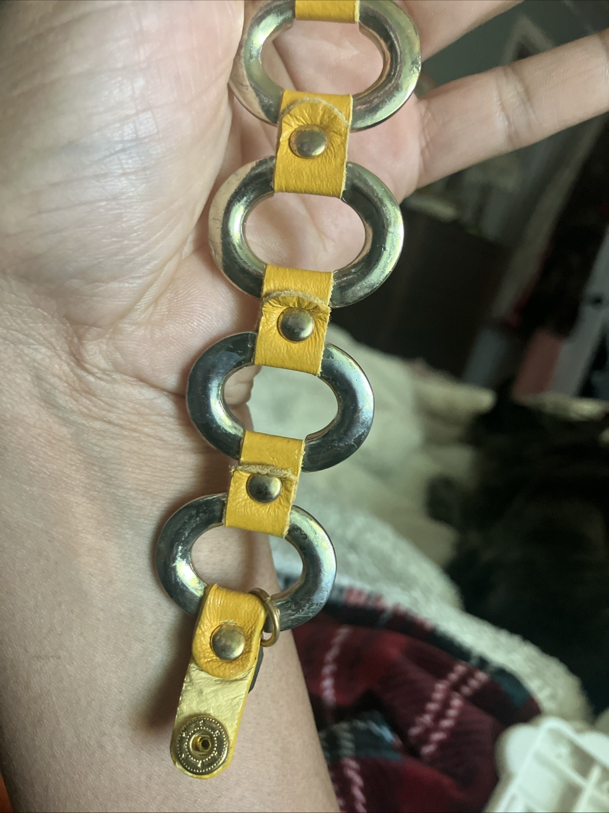 Natasha Leather Gemstone Mustard Yellow bracelet