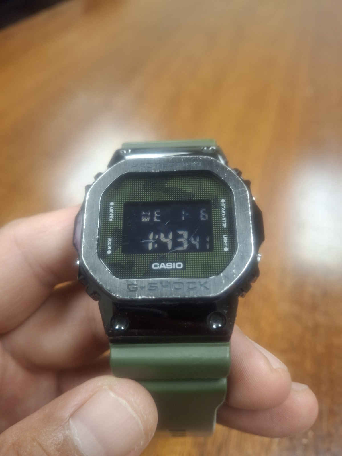 Casio G-shock GM-5600B Negative Display Metal Bezel Green Band Watch