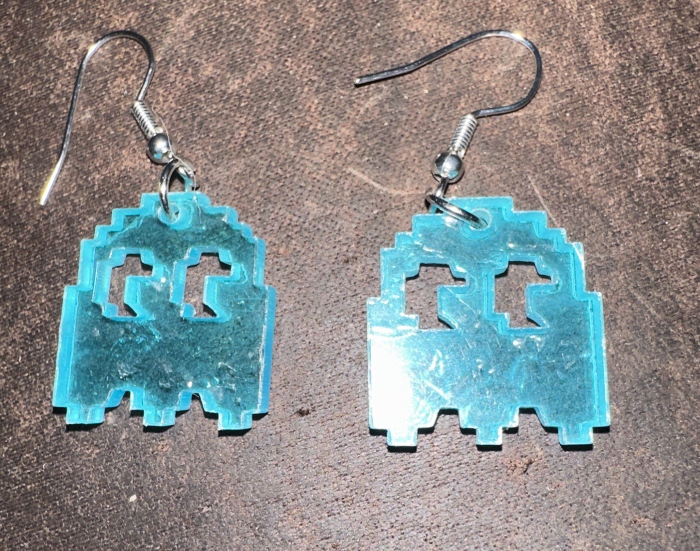 Blue PAC-Man Ghost Drop Dangle Earrings Nostalgia From The 80’s