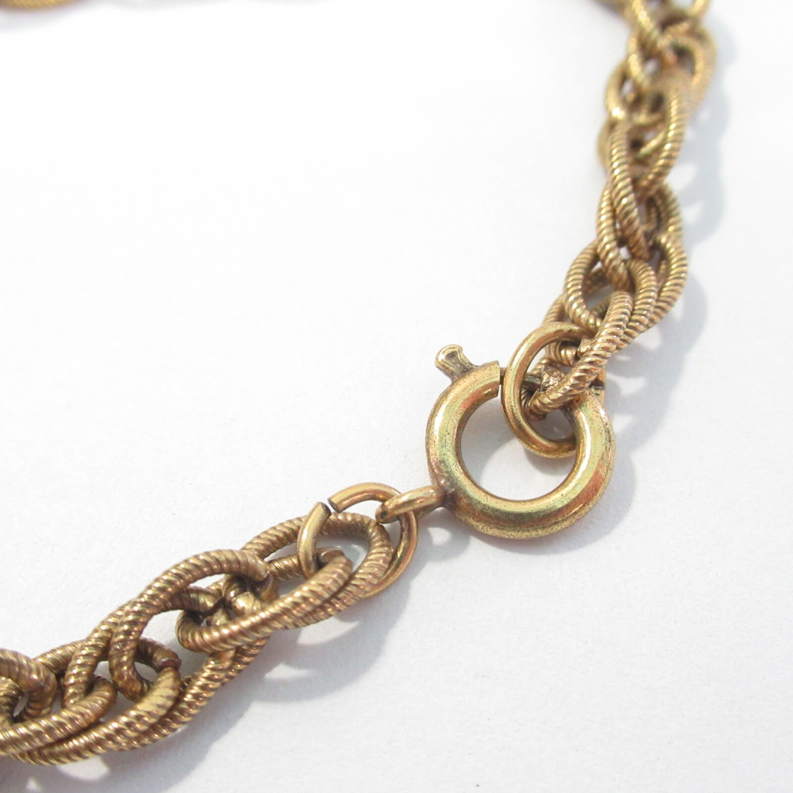 Long Vintage Necklace Bell Style Brass Pendant Black Glass Ball
