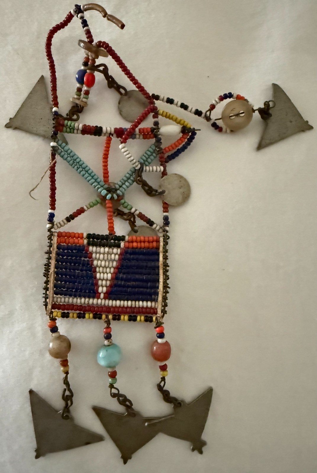 African Very Old Tribal Masai Beaded Earrings, Kenya