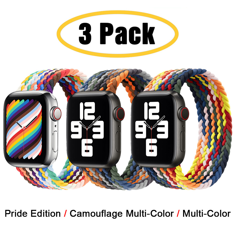 For Apple Watch 11 10 9 8 7 6 5 4 44/45/49mm 3 PACK Braided Solo Loop Band Strap